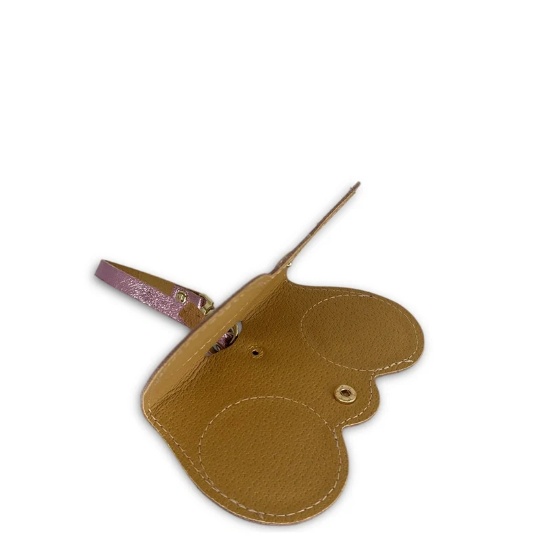 Etui à lunettes en cuir irisé PEANUT GLOW Rose pâle irisé