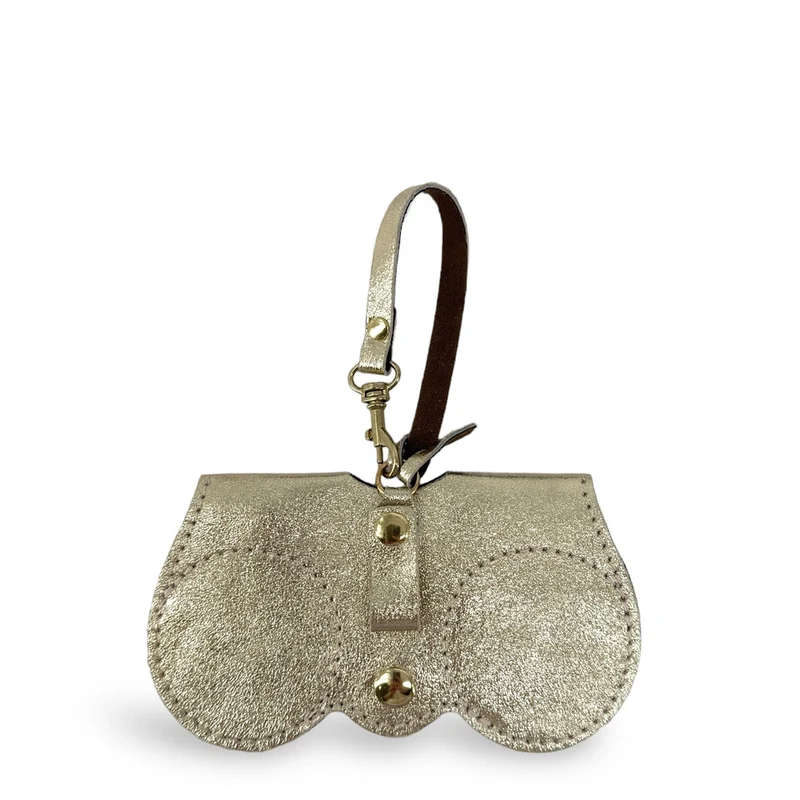 Etui à lunettes en cuir irisé PEANUT GLOW Or pâle