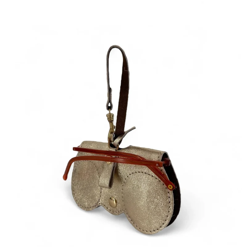 Etui à lunettes en cuir irisé PEANUT GLOW Or pâle