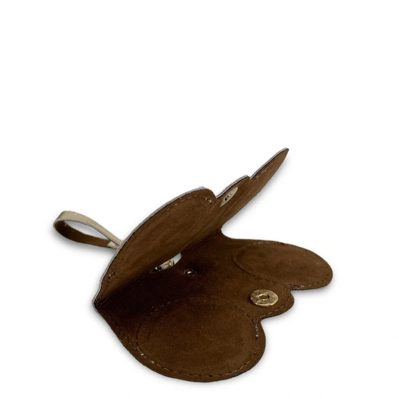 Etui à lunettes en cuir irisé PEANUT GLOW Or pâle