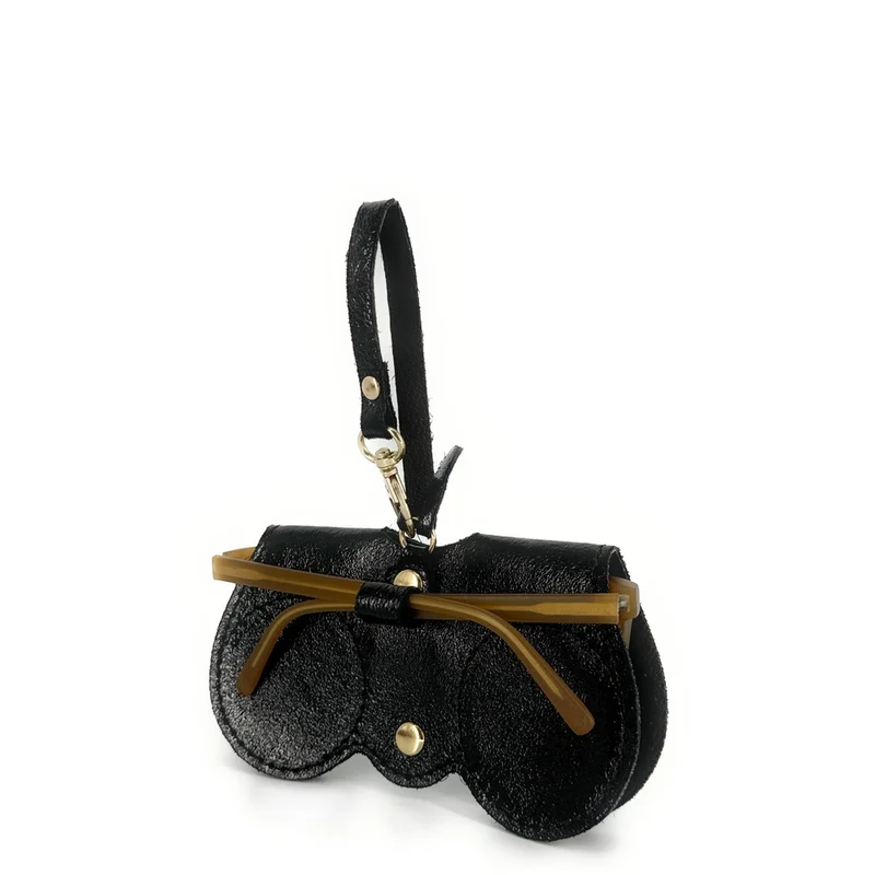 Etui à lunettes en cuir irisé PEANUT GLOW Noir irisé