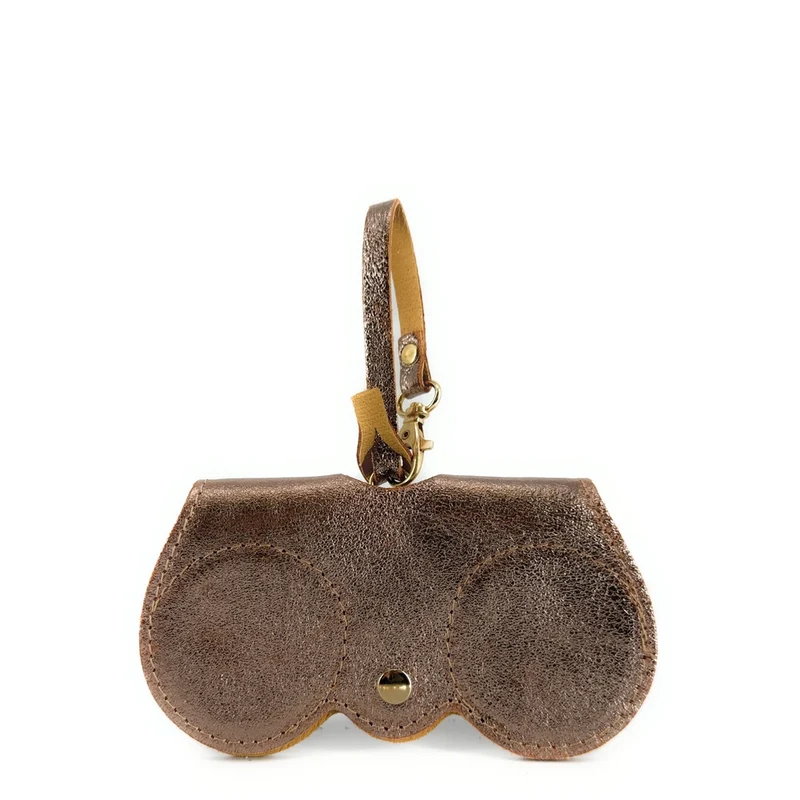 Etui à lunettes en cuir irisé PEANUT GLOW Champagne irisé