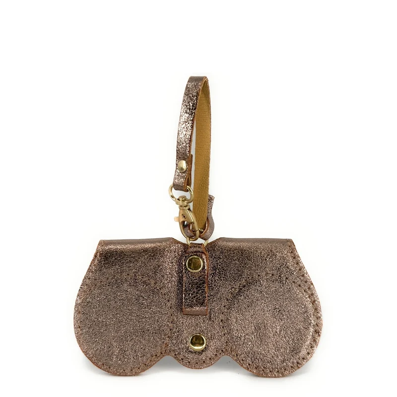 Etui à lunettes en cuir irisé PEANUT GLOW Champagne irisé