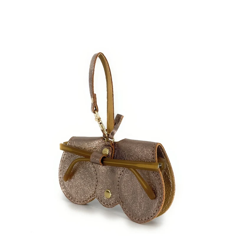 Etui à lunettes en cuir irisé PEANUT GLOW Champagne irisé