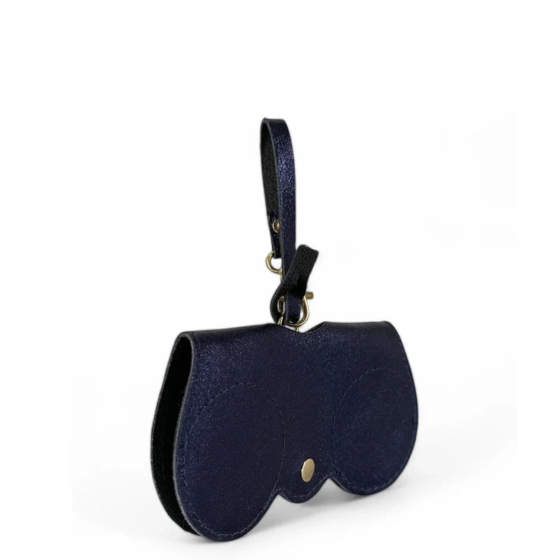 Etui à lunettes en cuir irisé PEANUT GLOW Bleu nuit étoilée