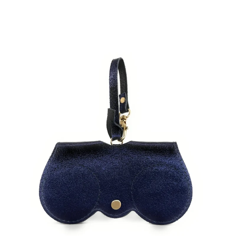 Etui à lunettes en cuir irisé PEANUT GLOW Bleu nuit étoilée