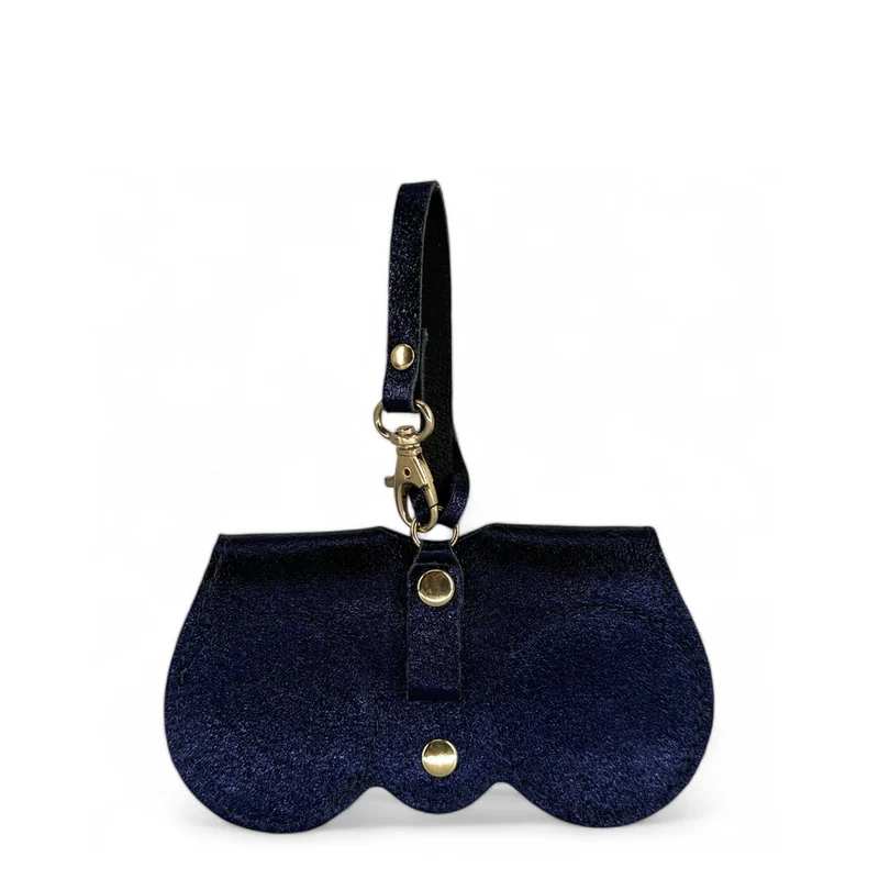Etui à lunettes en cuir irisé PEANUT GLOW Bleu nuit étoilée