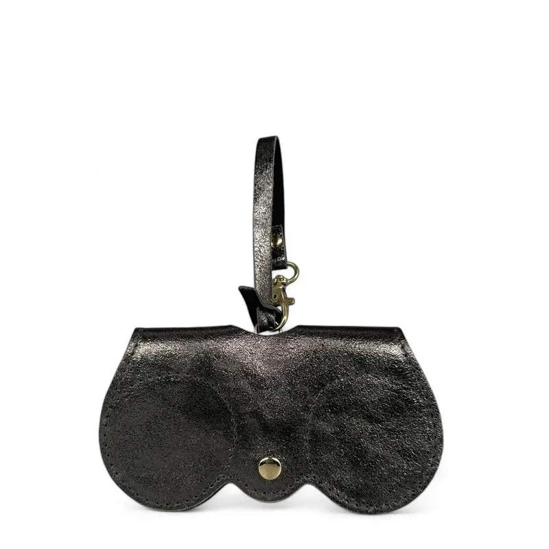 Etui à lunettes en cuir irisé PEANUT GLOW Argent foncé