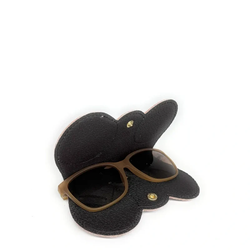 Etui à lunettes en cuir grainé PEANUT Marron camel clair