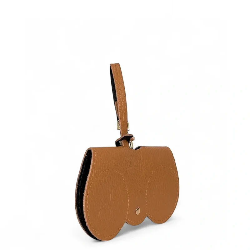 Etui à lunettes en cuir grainé PEANUT Marron camel