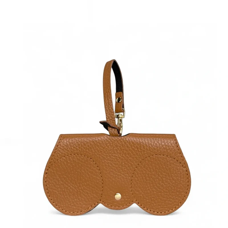 Etui à lunettes en cuir grainé PEANUT Marron camel