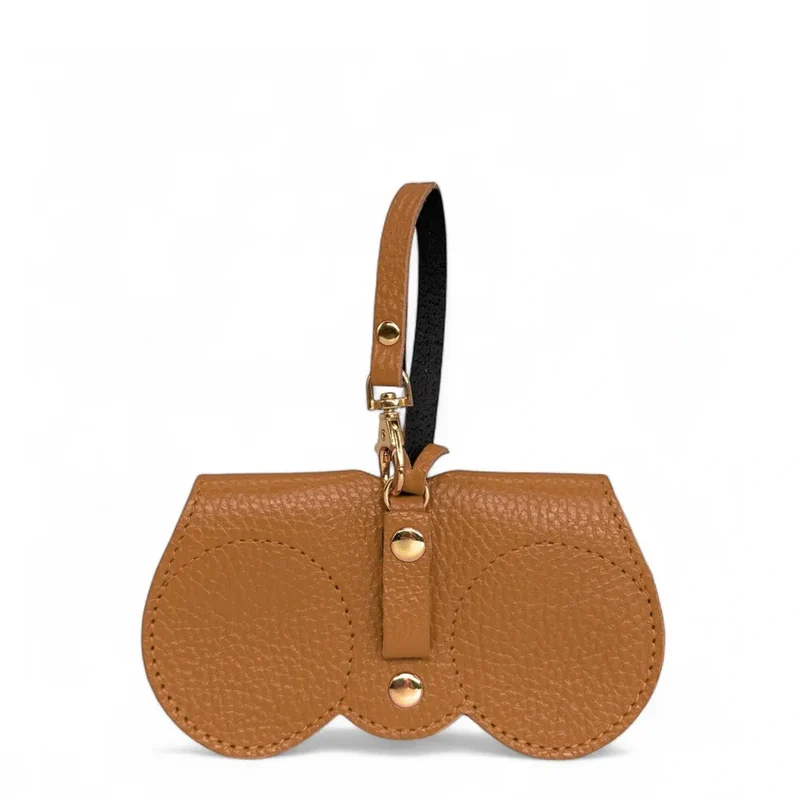 Etui à lunettes en cuir grainé PEANUT Marron camel