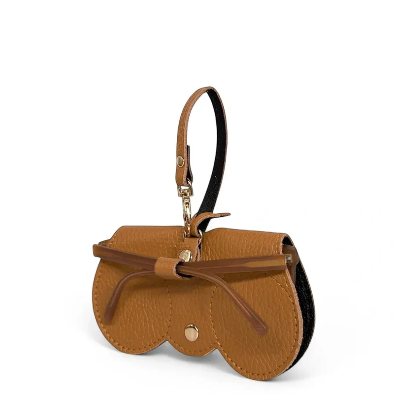 Etui à lunettes en cuir grainé PEANUT Marron camel