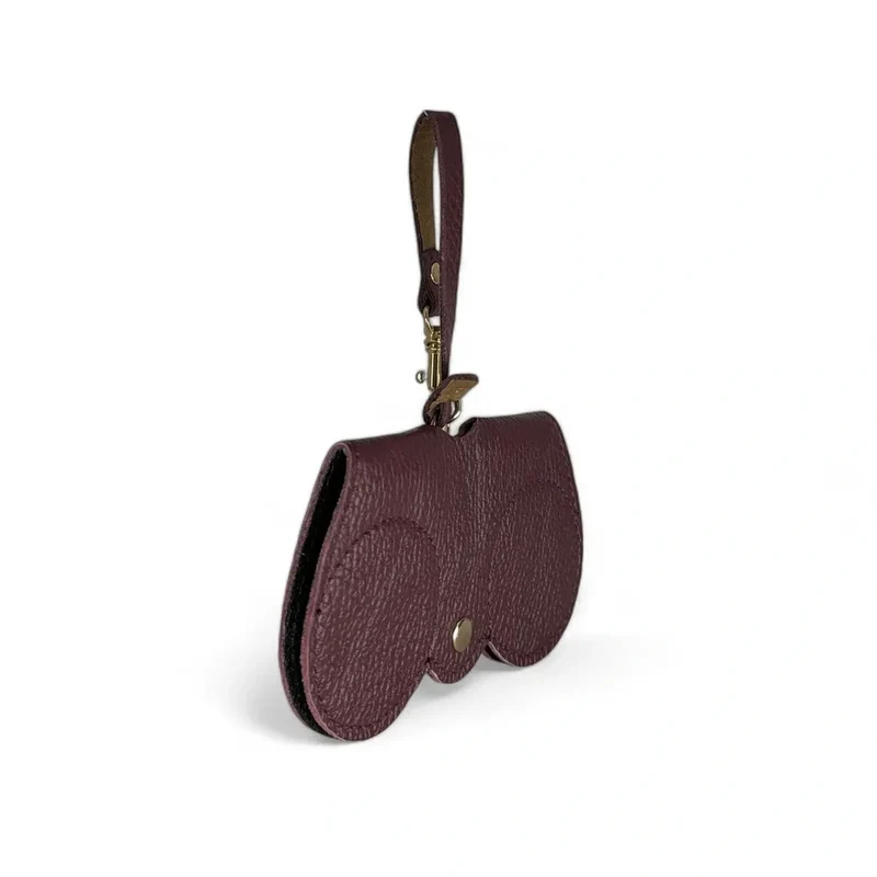 Etui à lunettes en cuir grainé PEANUT Bordeaux