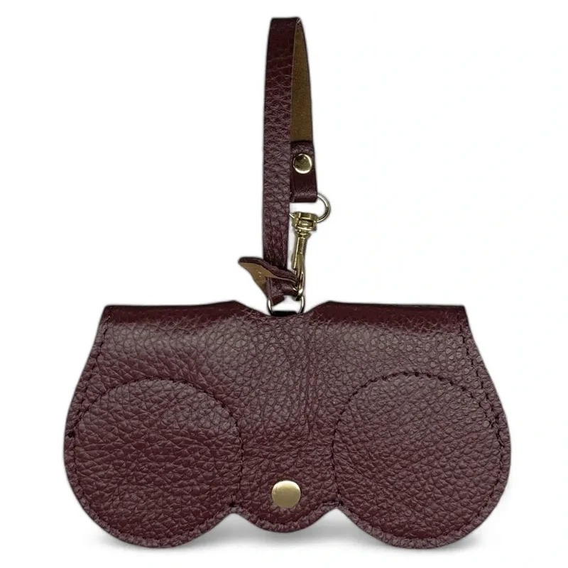 Etui à lunettes en cuir grainé PEANUT Bordeaux