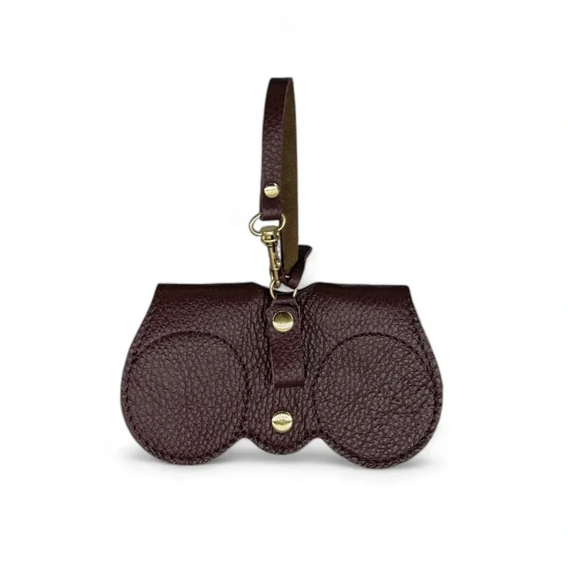 Etui à lunettes en cuir grainé PEANUT Bordeaux
