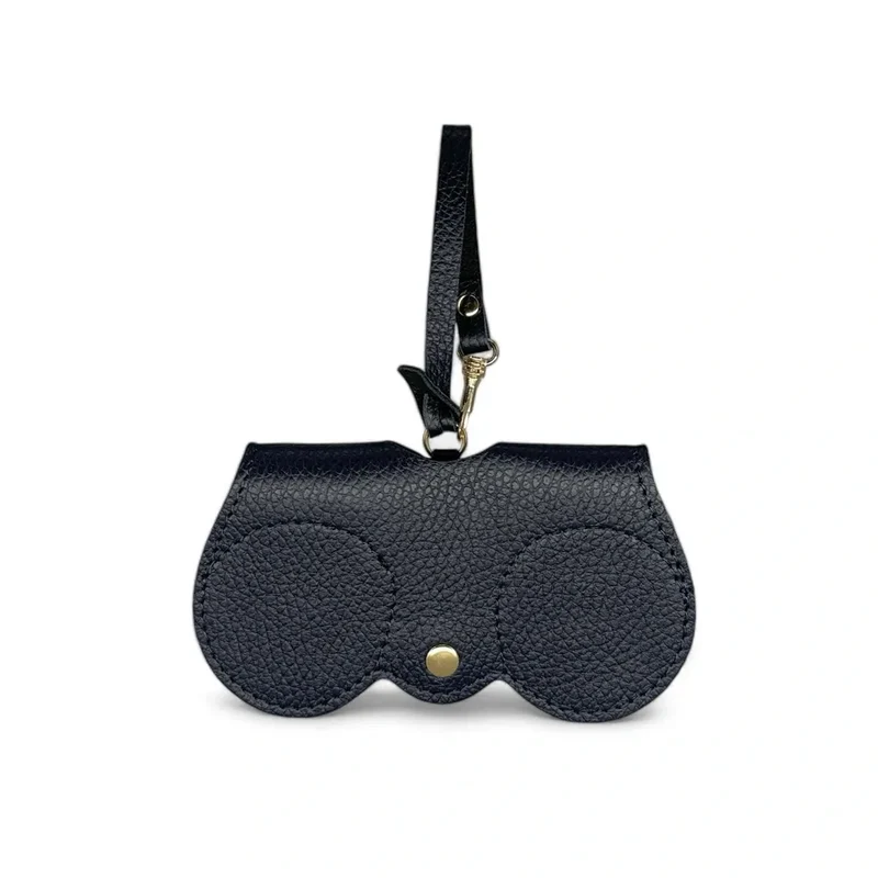 Etui à lunettes en cuir grainé PEANUT Bleu marine