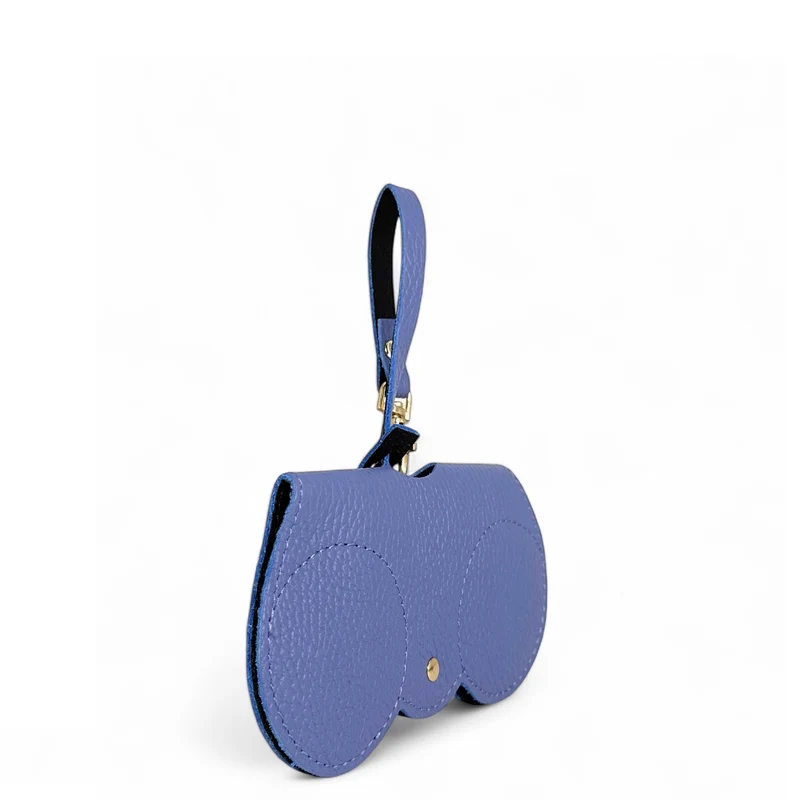 Etui à lunettes en cuir grainé PEANUT Bleu denim