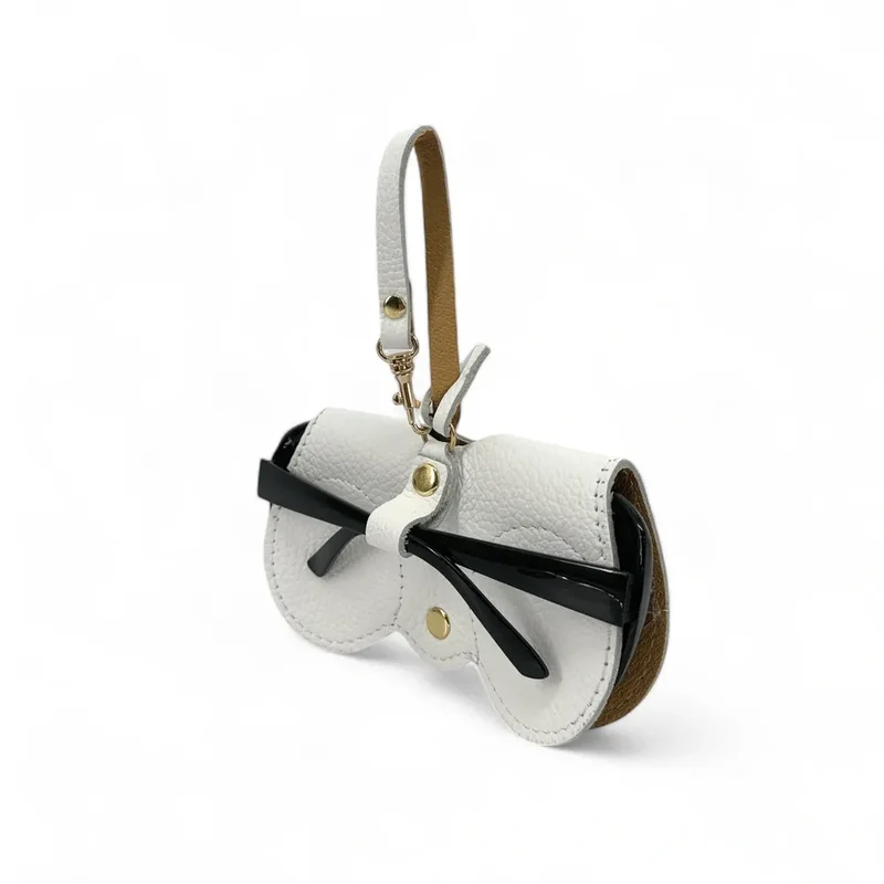 Etui à lunettes en cuir grainé PEANUT Blanc