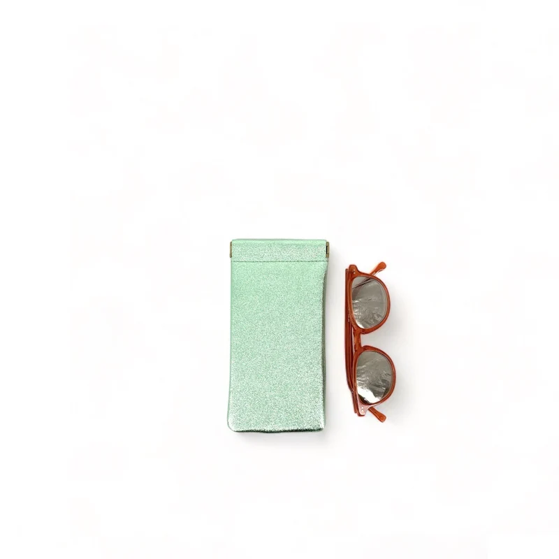 Etui à lunettes en cuir irisé OCULUS Menthe givrée