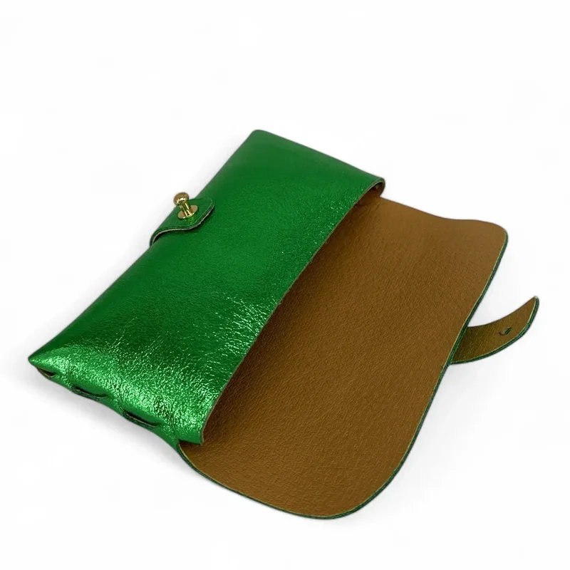 Étui à lunettes en cuir irisé LUMOS Vert anglais irisé