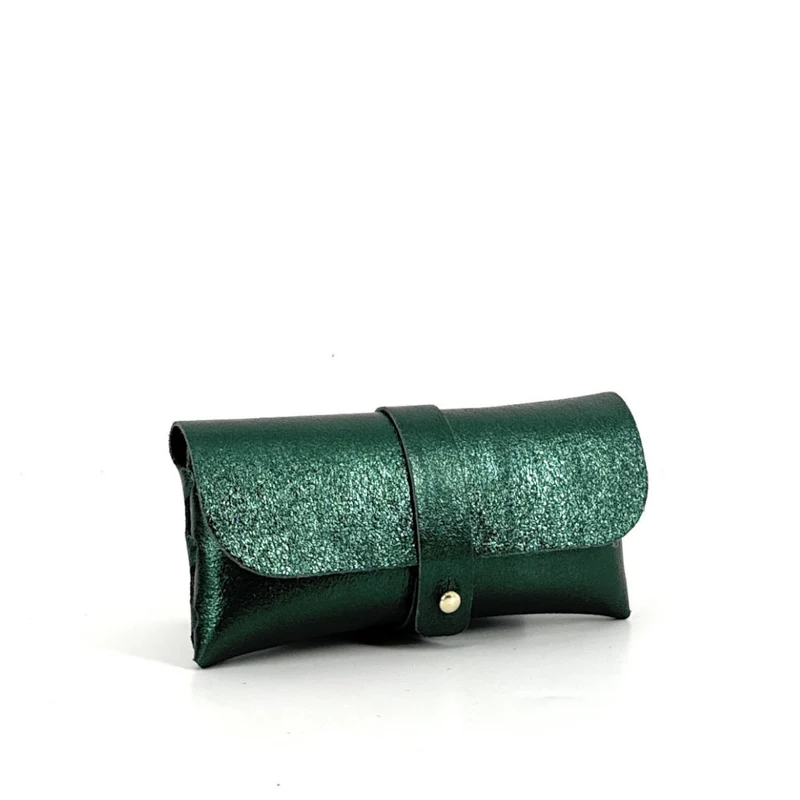 Étui à lunettes en cuir irisé LUMOS Vert forêt irisé