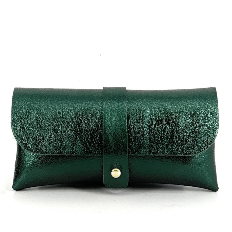 Étui à lunettes en cuir irisé LUMOS Vert forêt irisé