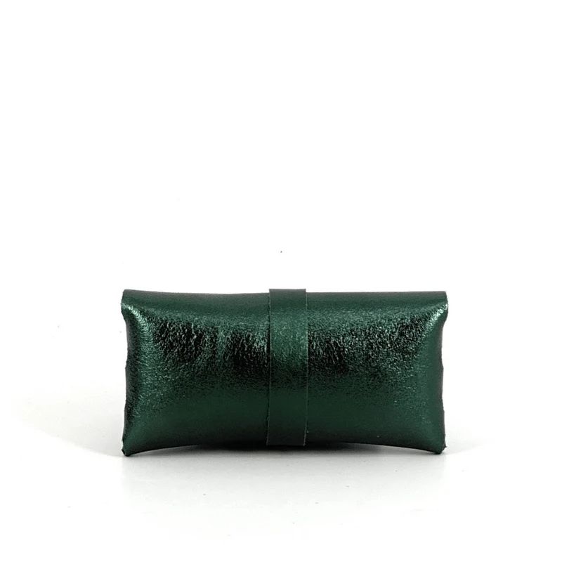 Étui à lunettes en cuir irisé LUMOS Vert forêt irisé