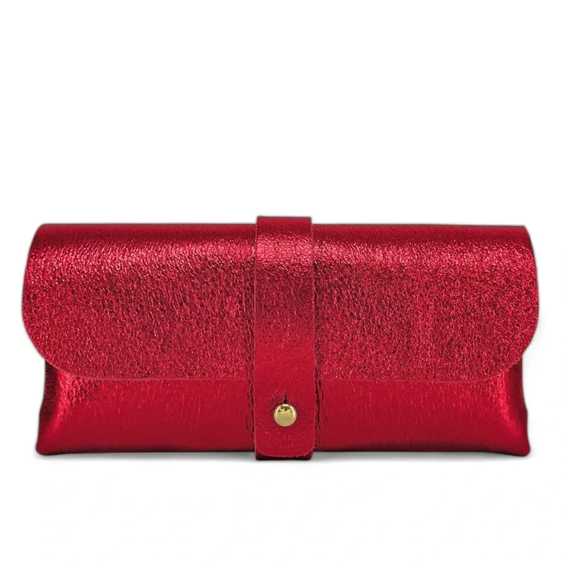 Étui à lunettes en cuir irisé LUMOS Rouge irisé