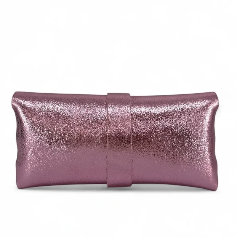 Étui à lunettes en cuir irisé LUMOS Rose pâle irisé