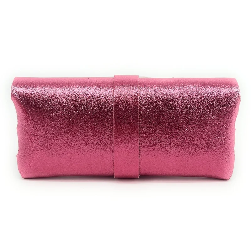 Étui à lunettes en cuir irisé LUMOS Rose néon