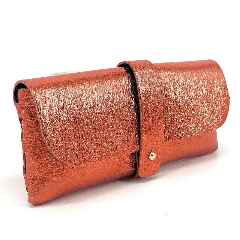 Étui à lunettes en cuir irisé LUMOS Orange