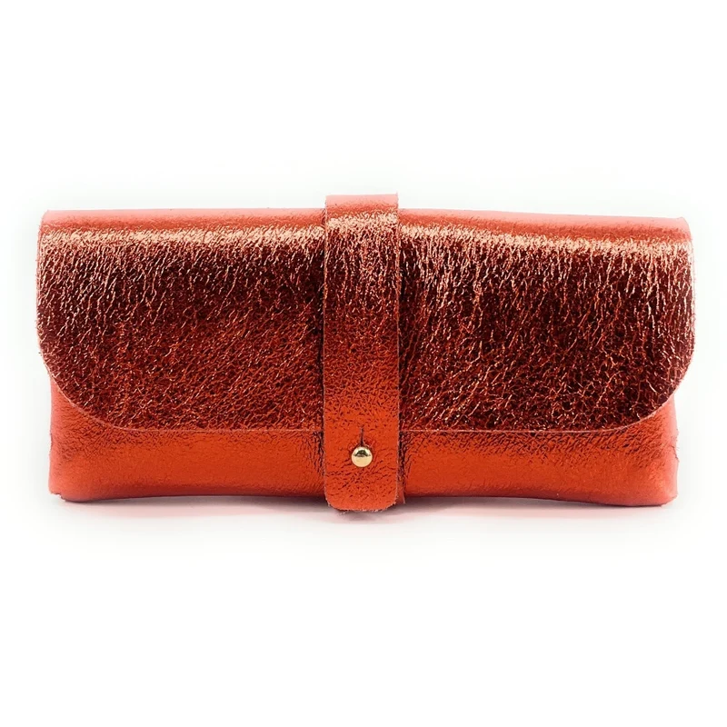 Étui à lunettes en cuir irisé LUMOS Orange