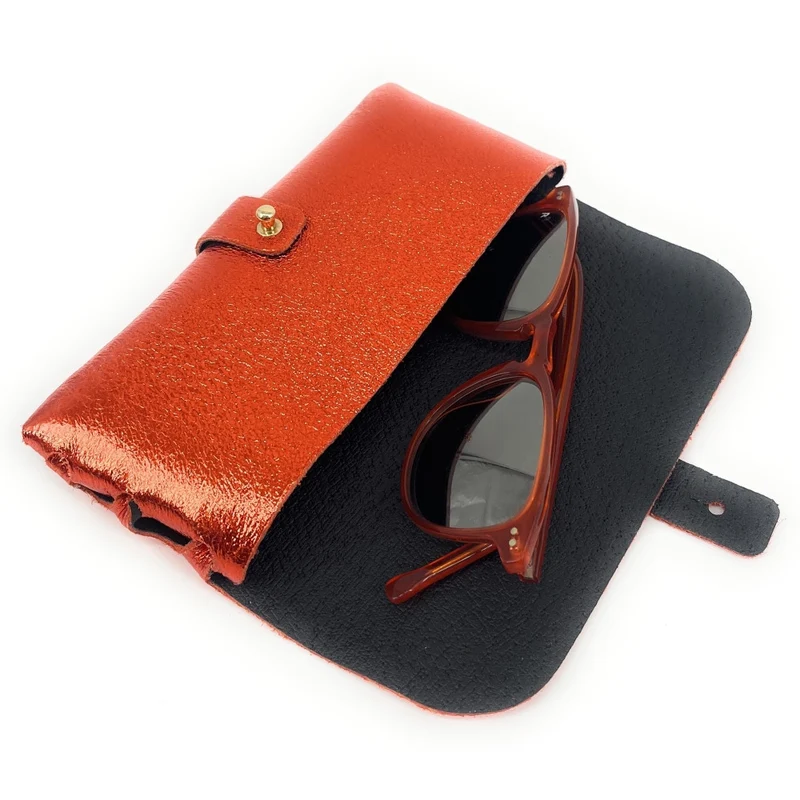 Étui à lunettes en cuir irisé LUMOS Orange