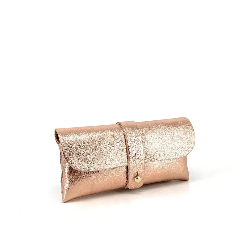 Étui à lunettes en cuir irisé LUMOS Rose gold