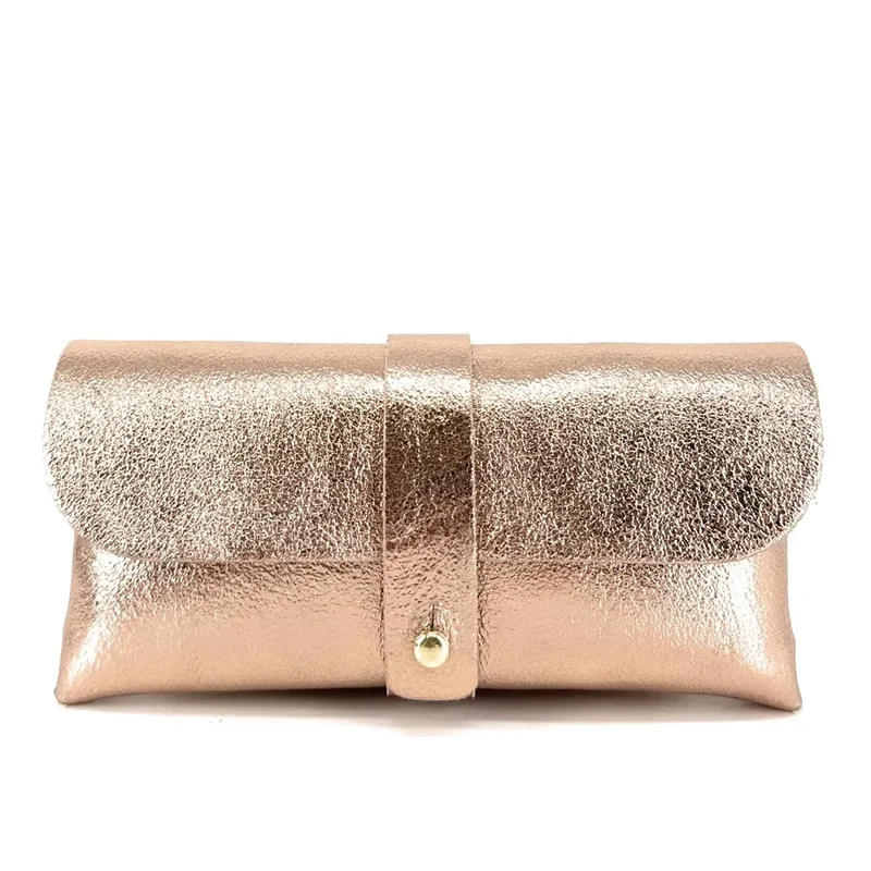 Étui à lunettes en cuir irisé LUMOS Rose gold