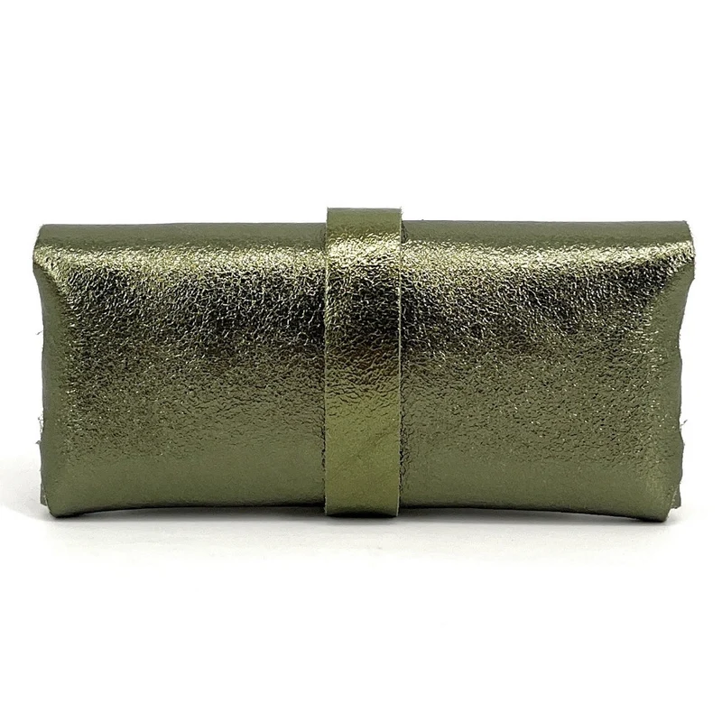 Étui à lunettes en cuir irisé LUMOS Vert kaki