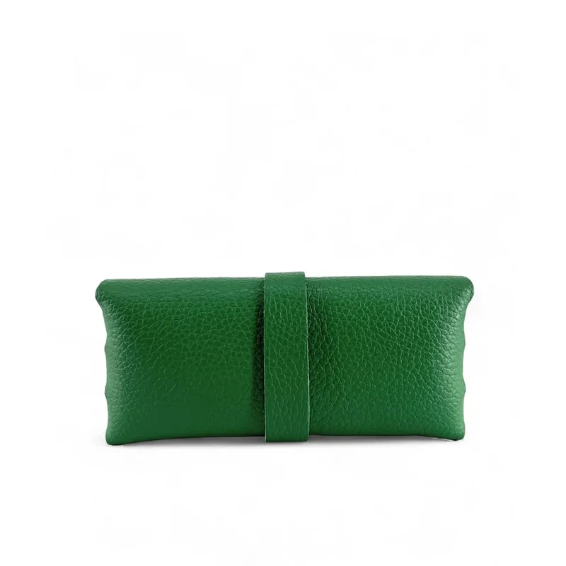 Etui à lunettes en cuir grainé LUMOS Vert anglais