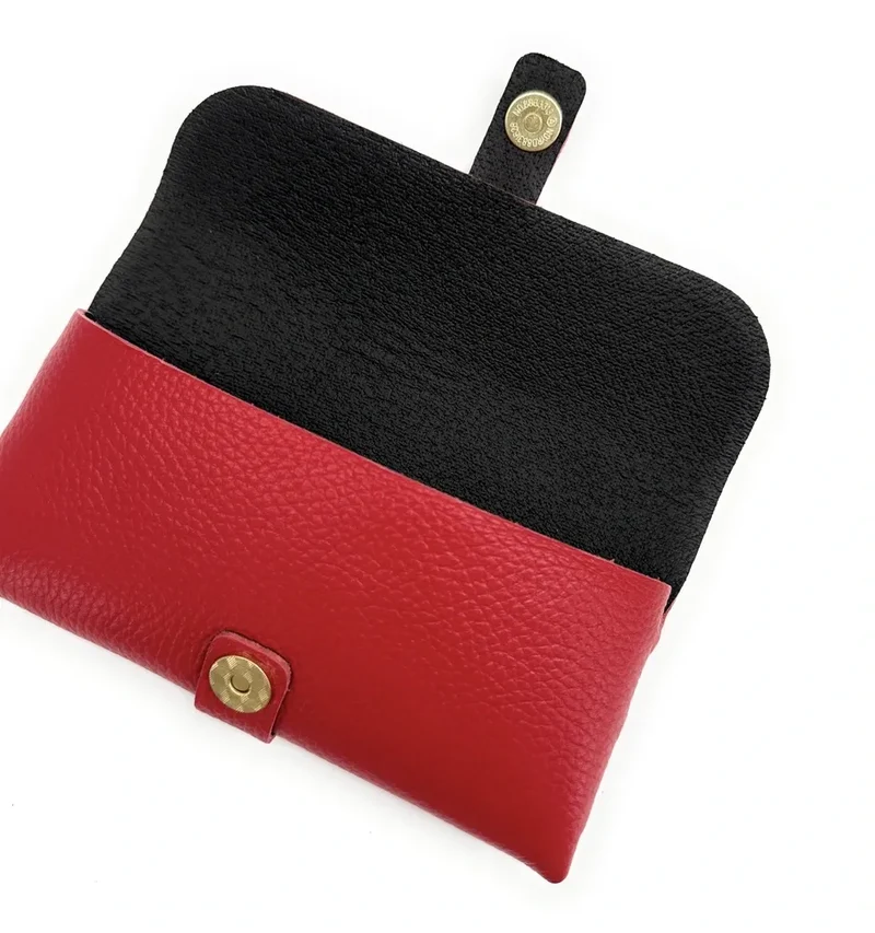 Etui à lunettes en cuir grainé LUMOS Rouge garance