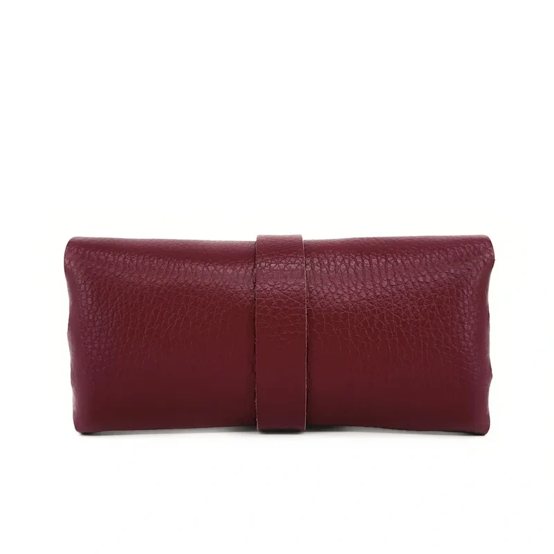 Etui à lunettes en cuir grainé LUMOS Bordeaux