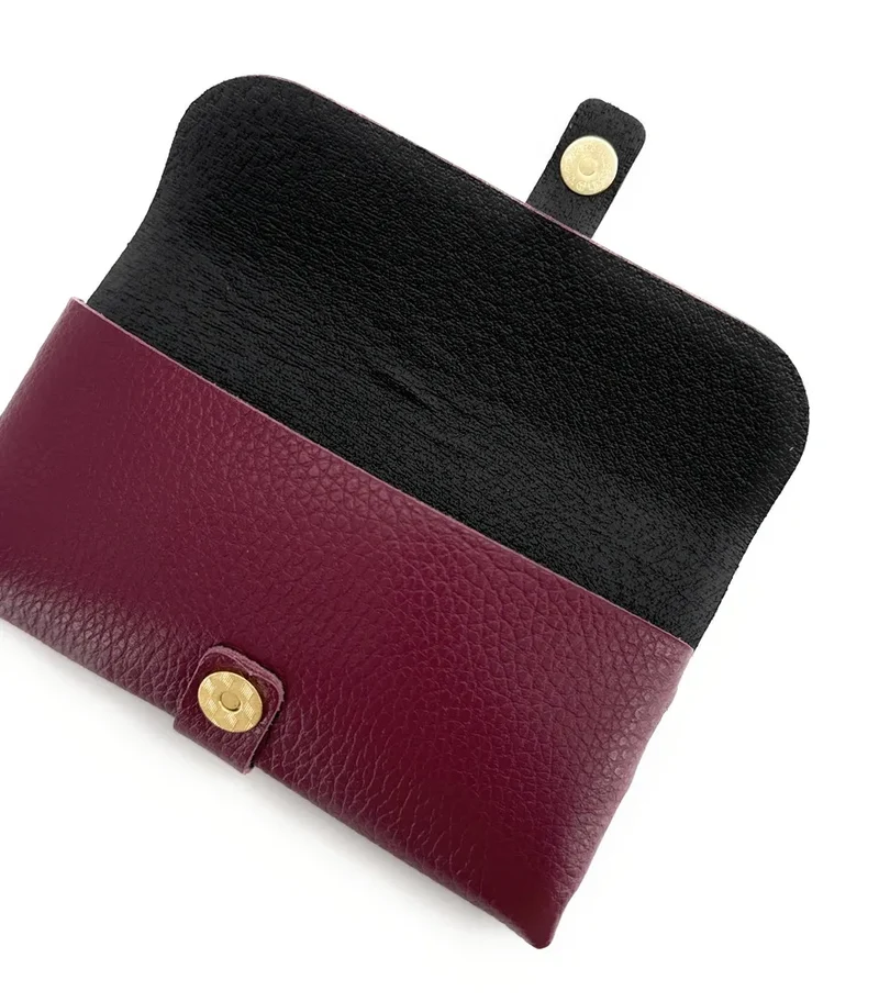 Etui à lunettes en cuir grainé LUMOS Bordeaux