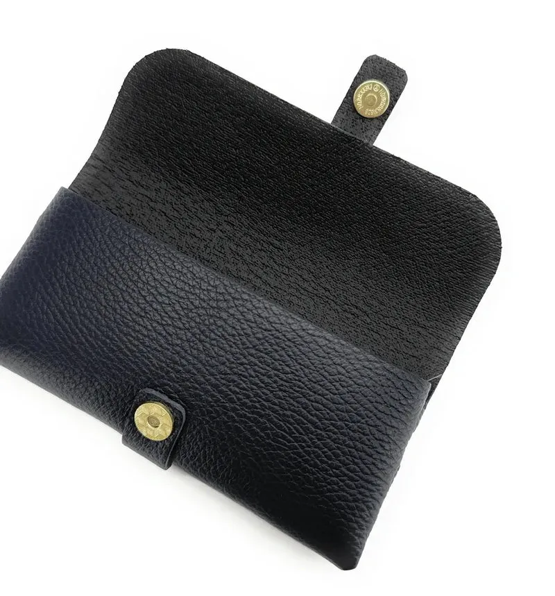 Etui à lunettes en cuir grainé LUMOS Bleu marine