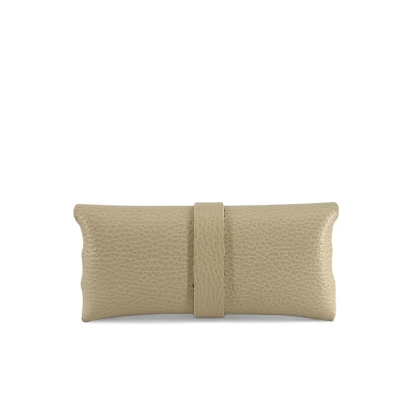 Etui à lunettes en cuir grainé LUMOS Beige crème