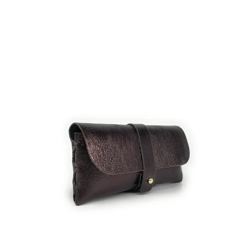 Étui à lunettes en cuir irisé LUMOS Chocolat irisé