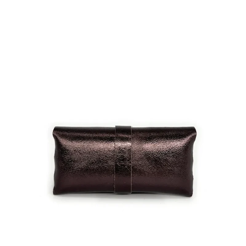 Étui à lunettes en cuir irisé LUMOS Chocolat irisé