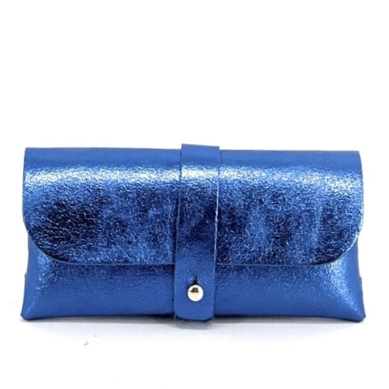 Étui à lunettes en cuir irisé LUMOS Bleu roi irisé