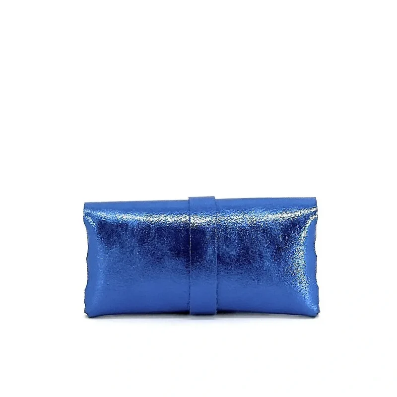 Étui à lunettes en cuir irisé LUMOS Bleu roi irisé