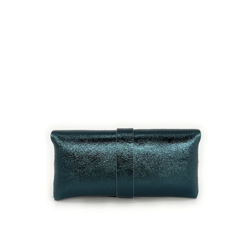 Étui à lunettes en cuir irisé LUMOS Bleu vert canard