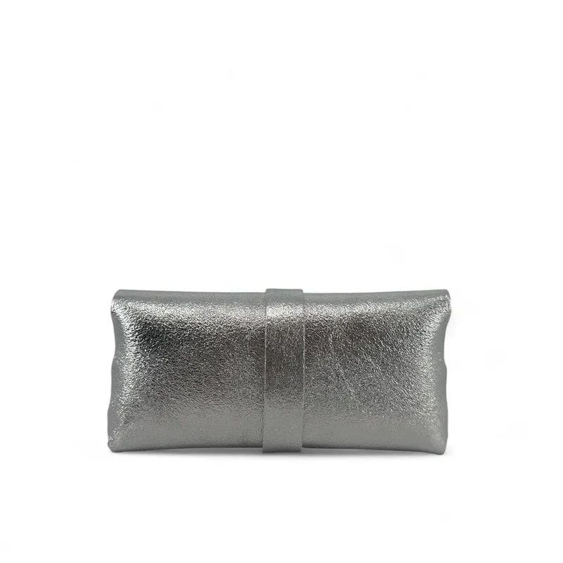 Étui à lunettes en cuir irisé LUMOS Argent clair