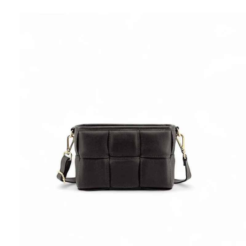 Sac à main boxy en cuir lisse tressé HALMA Chocolat